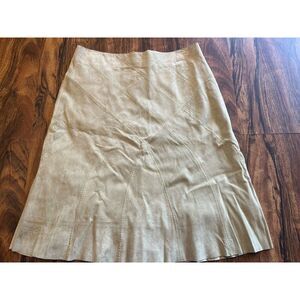 New Frontier Women's Celery Green Suede Midi Skirt Lined Sz 10